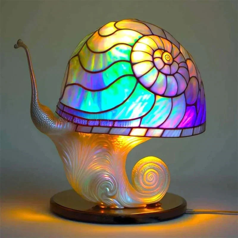 Enchanting Stained Glass Table Lamp - DreamGlow-Snails-Nora Luxe