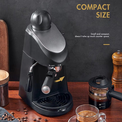 Countertop Steam Espresso Machine with Milk Frother Wand and 4 Cup Carafe for Home Brewing