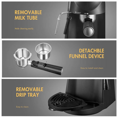 Countertop Steam Espresso Machine with Milk Frother Wand and 4 Cup Carafe for Home Brewing