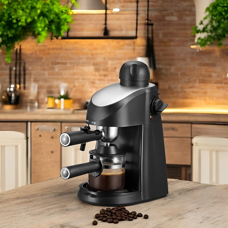 Countertop Steam Espresso Machine with Milk Frother Wand and 4 Cup Carafe for Home Brewing