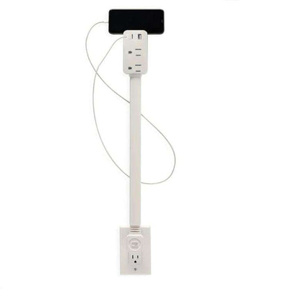 Retractable Power Outlet with 2 AC Sockets and Dual USB Charging Ports
