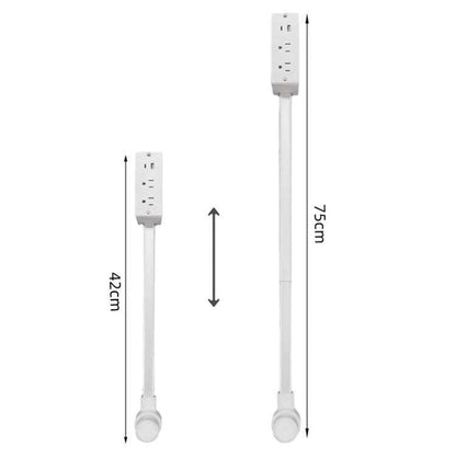 Retractable Power Outlet with 2 AC Sockets and Dual USB Charging Ports