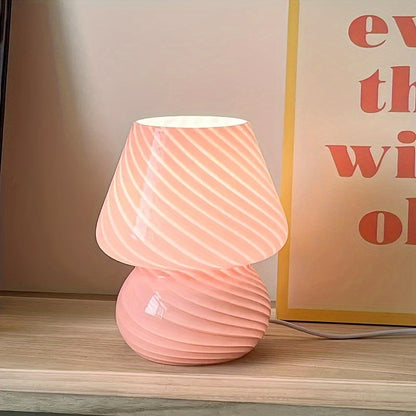 Hand Blown Glass Mushroom Table Lamp with Stepless Dimming Control