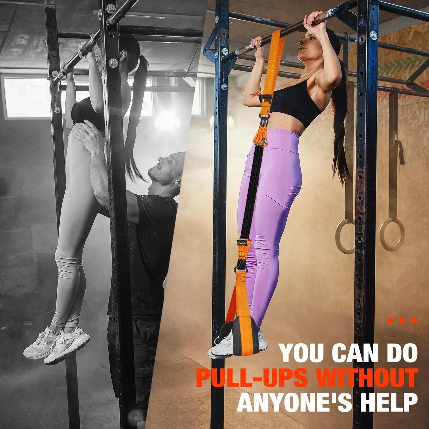 Pull Up Assist Band with Double Foot Loops and Adjustable Straps