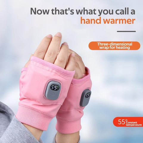 Heated Fingerless Gloves with Type C Charging and Three Temperature Settings in Black or Pink