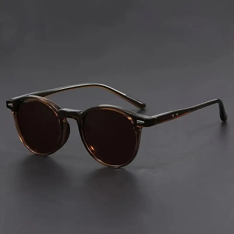 Round Tortoiseshell Sunglasses with Polycarbonate Frame and Decorative Lenses