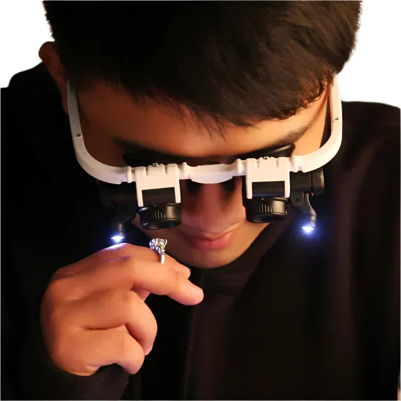 LED Magnifier Headset with 8x, 15x, 23x, Interchangeable Lenses and Dual Adjustable Lights