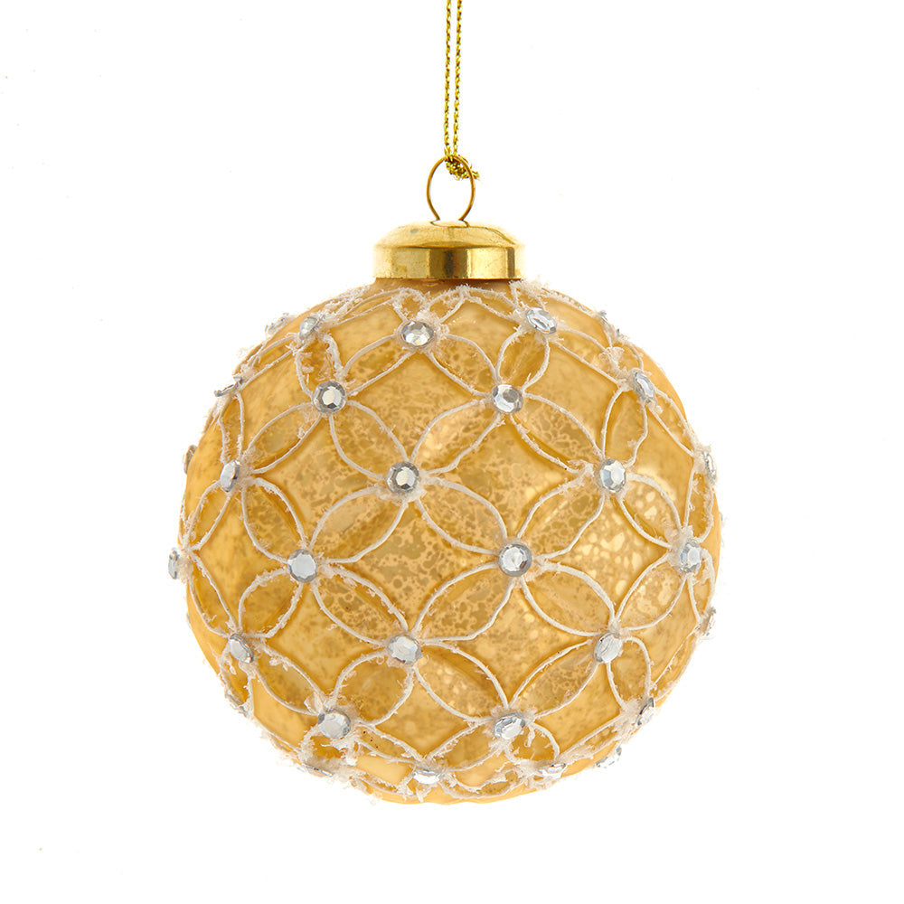Gold lattice glass ball Christmas ornament