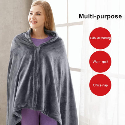 Portable Heated Shawl with Rapid Heating and Zipper Closure, Machine Washable