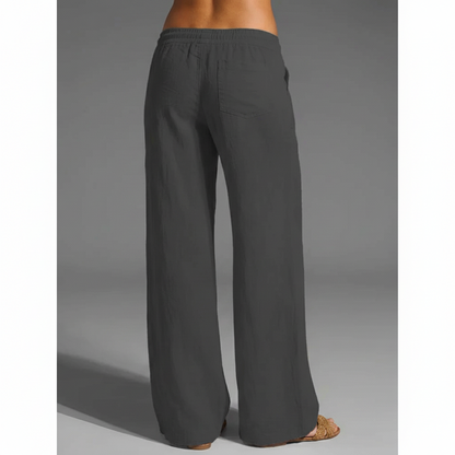 Linen Cotton Trousers with Elastic Waist and Loose Fit, Breathable Summer Pants for Women