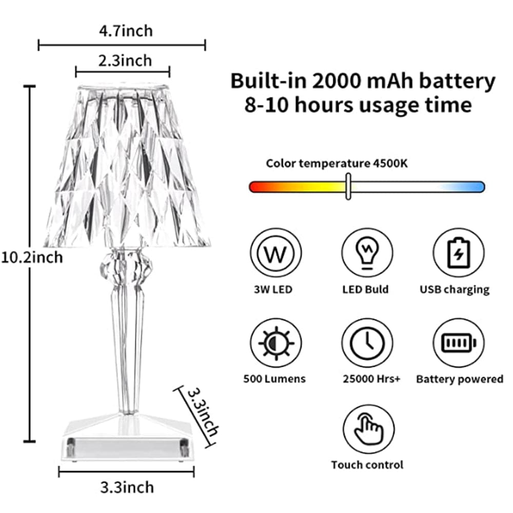 LED Crystal Table Lamp with Elegant Diamond Design