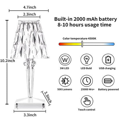 LED Crystal Table Lamp with Elegant Diamond Design