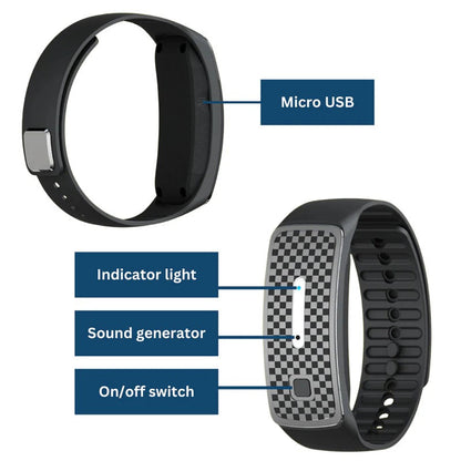 Ultrasonic Mosquito Repellent Bracelet with USB Rechargeable Battery and Adjustable Strap