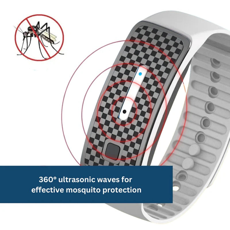 Ultrasonic Mosquito Repellent Bracelet with USB Rechargeable Battery and Adjustable Strap