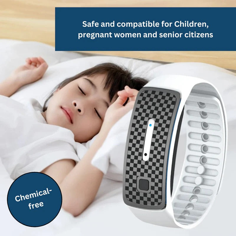 Ultrasonic Mosquito Repellent Bracelet with USB Rechargeable Battery and Adjustable Strap