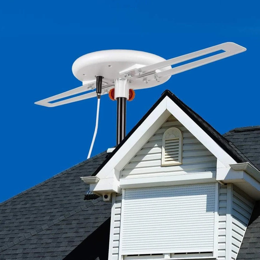 Omnidirectional HDTV Antenna for UHF and VHF Signals with a Smart IC Chip, 40 Foot Cable and USB or AC Power