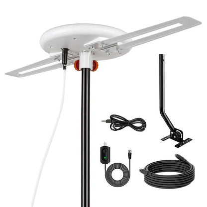 Omnidirectional HDTV Antenna for UHF and VHF Signals with a Smart IC Chip, 40 Foot Cable and USB or AC Power