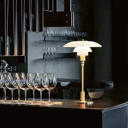 Dimmable LED Table Lamp with a Rounded Shade, Cylindrical Base and Rotary Knob in Four Color Combinations