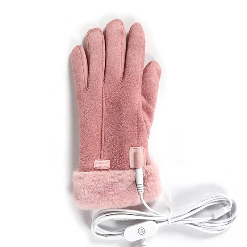 Rechargeable Heated Gloves with a 5000mAh Battery Pack, Three Heat Levels and Touchscreen Index Fingers in Pink