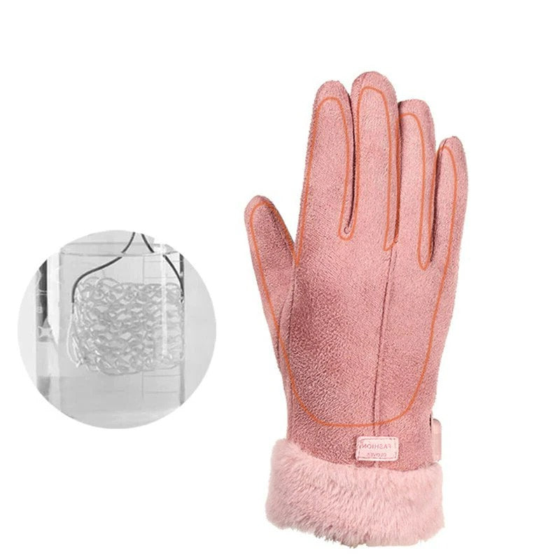 Rechargeable Heated Gloves with a 5000mAh Battery Pack, Three Heat Levels and Touchscreen Index Fingers in Pink