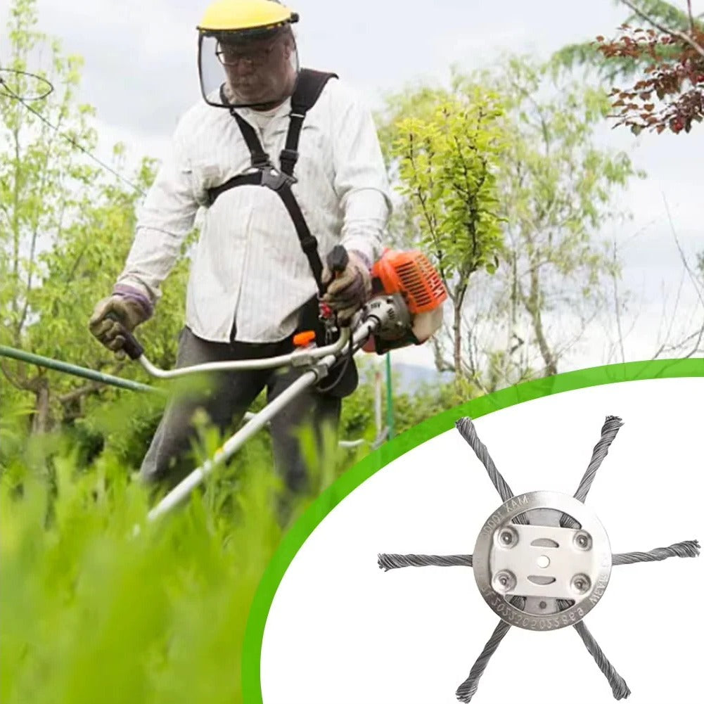 Wire Brush Trimmer Head with 6-Inch Cutting Width for Battery Powered Grass Trimmers