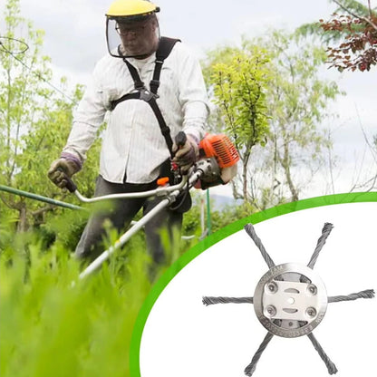 Wire Brush Trimmer Head with 6-Inch Cutting Width for Battery Powered Grass Trimmers