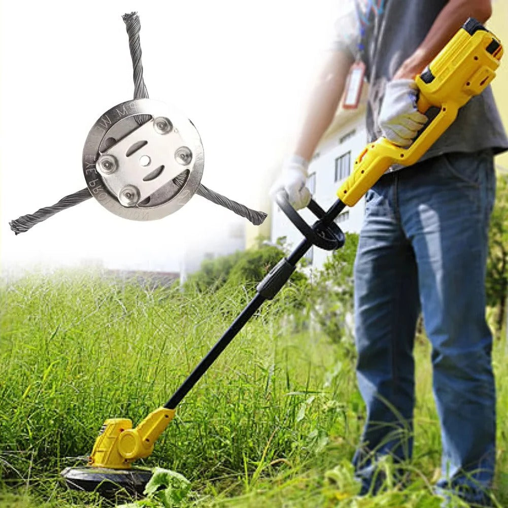 Wire Brush Trimmer Head with 6-Inch Cutting Width for Battery Powered Grass Trimmers