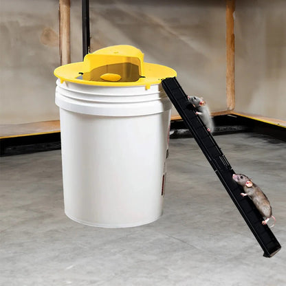 Bucket Lid Mouse and Rat Trap with a Flip and Slide Cover, Two Ladders and an Auto Reset for a 5 Gallon Bucket