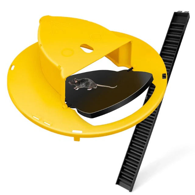 Bucket Lid Mouse and Rat Trap with a Flip and Slide Cover, Two Ladders and an Auto Reset for a 5 Gallon Bucket