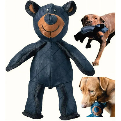 Bear Dog Toy with Squeaker and Reinforced Nylon Rubber, 8x10 Inches