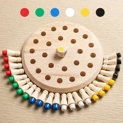 Wooden Memory Match Stick Game with 24 Color Pegs for Kids and Adults