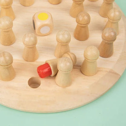 Wooden Memory Match Stick Game with 24 Color Pegs for Kids and Adults