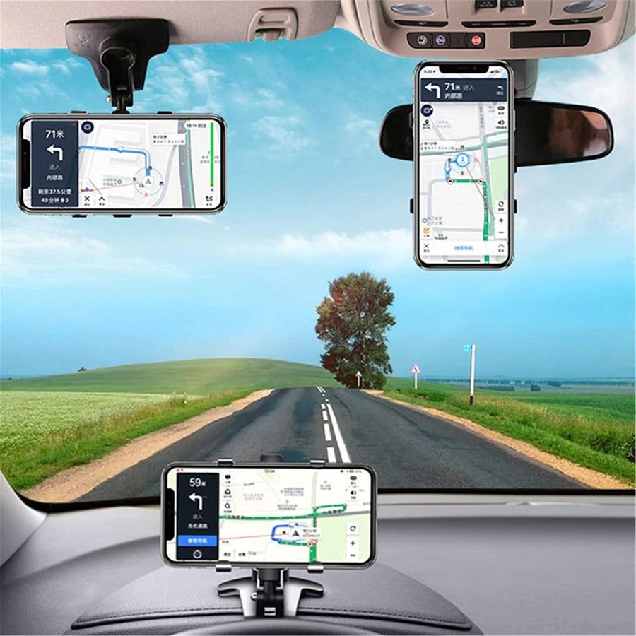 Car Phone Holder with 360-Degree Rotation and Dashboard Mount