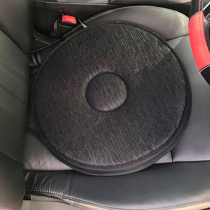 Rotating Seat Cushion with 360-Degree Swivel and Foam Padding for Cars and Office Chairs