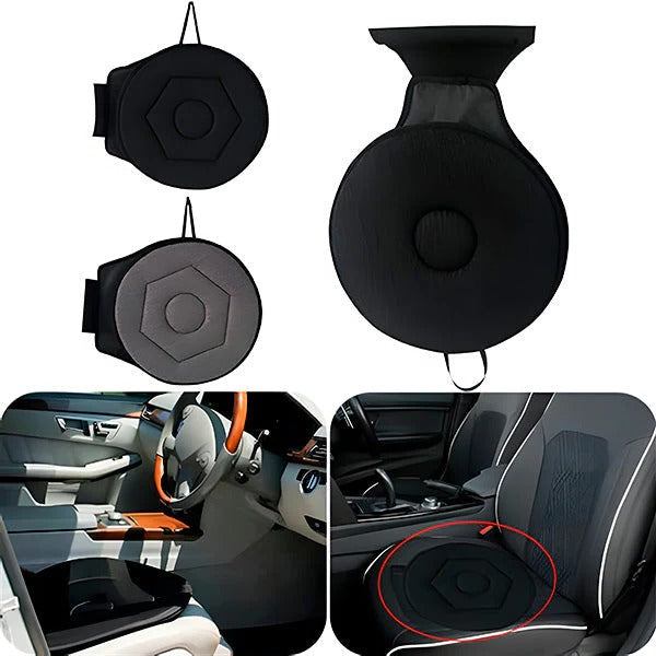 Rotating Seat Cushion with 360-Degree Swivel and Foam Padding for Cars and Office Chairs