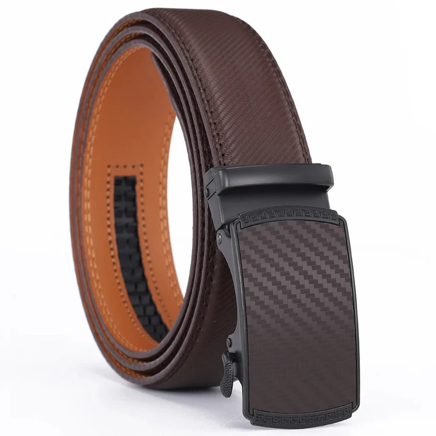 Ratchet Adjustment Leather Belt with Quarter Inch Precision and Quick Release Lever