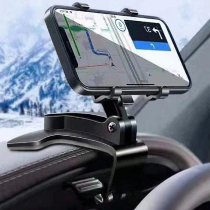 Clip On Car Phone Holder with Spring Grip Arms for Dashboard and Sun Visor