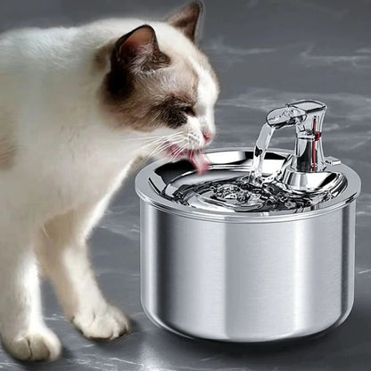 Motion Activated Cat Water Fountain with Four Layer Filter and Stainless Steel Basin