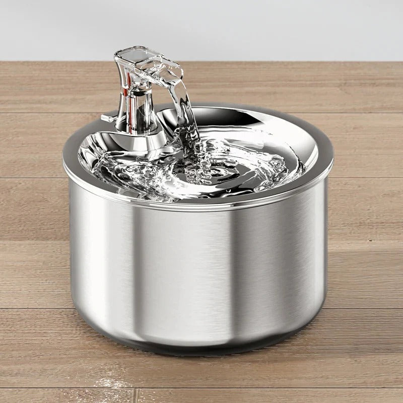 Motion Activated Cat Water Fountain with Four Layer Filter and Stainless Steel Basin