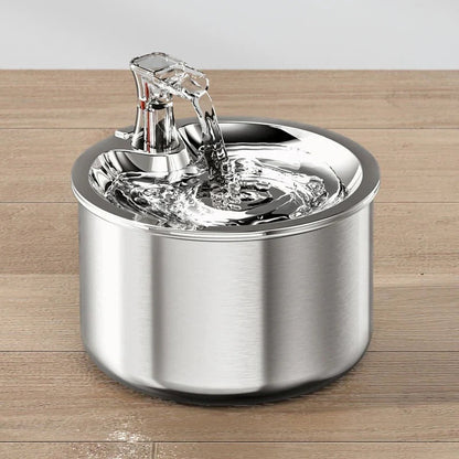 Motion Activated Cat Water Fountain with Four Layer Filter and Stainless Steel Basin