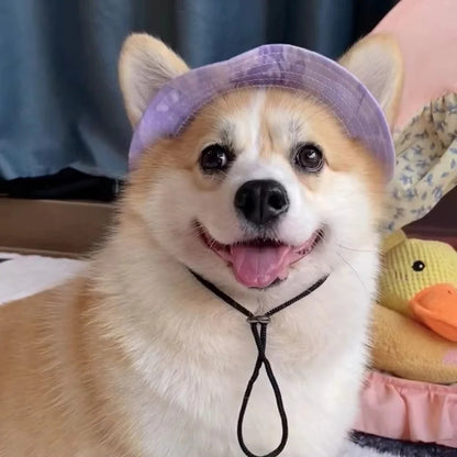 Dog Sun Hat with Brim and Adjustable Strap