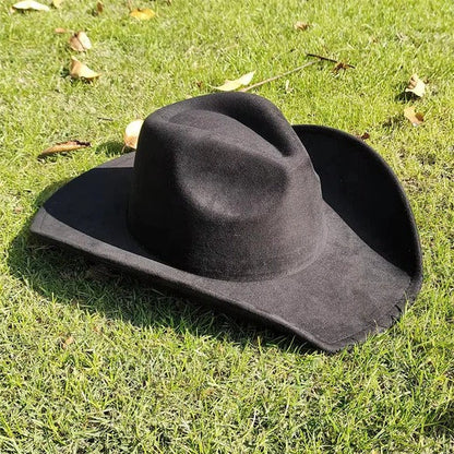 Faux Suede Wide Brim Cowboy Hat