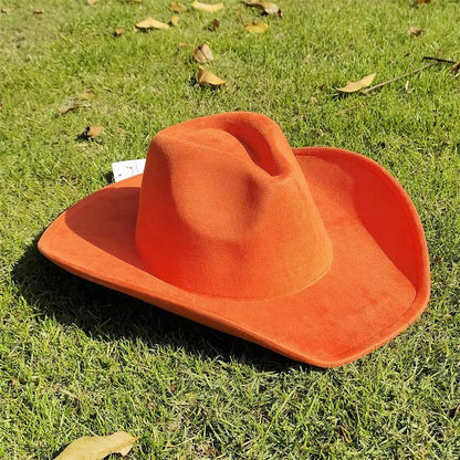 Faux Suede Wide Brim Cowboy Hat