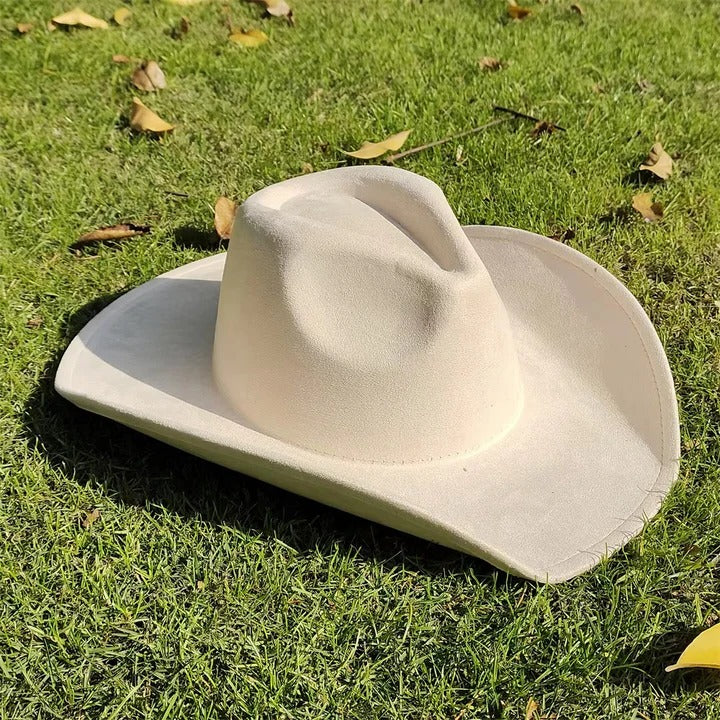 Faux Suede Wide Brim Cowboy Hat