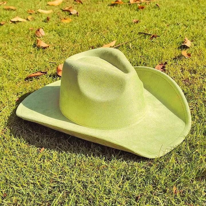Faux Suede Wide Brim Cowboy Hat