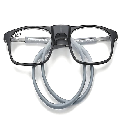 Magnetic Reading Glasses with Neck Loop and Split Bridge Design