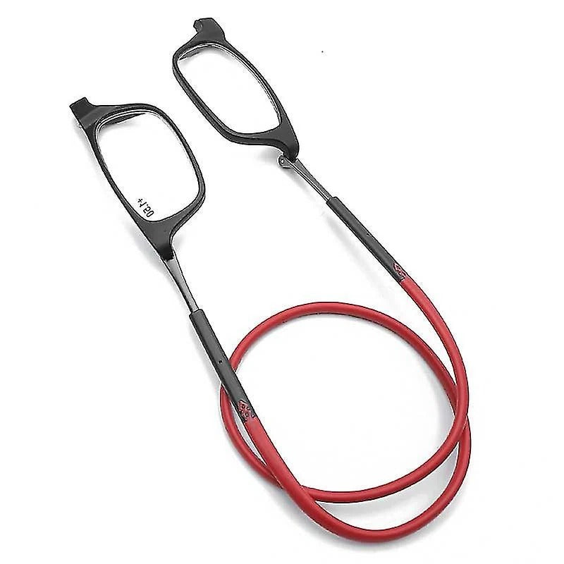 Magnetic Reading Glasses with Neck Loop and Split Bridge Design