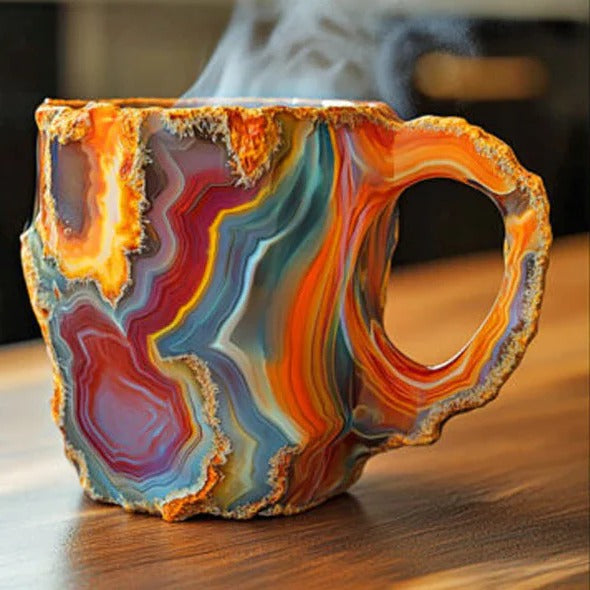 Clear Crystal Coffee Mug with Modern Mineral Glass Look
