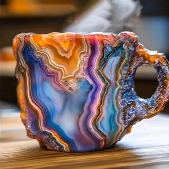 Clear Crystal Coffee Mug with Modern Mineral Glass Look