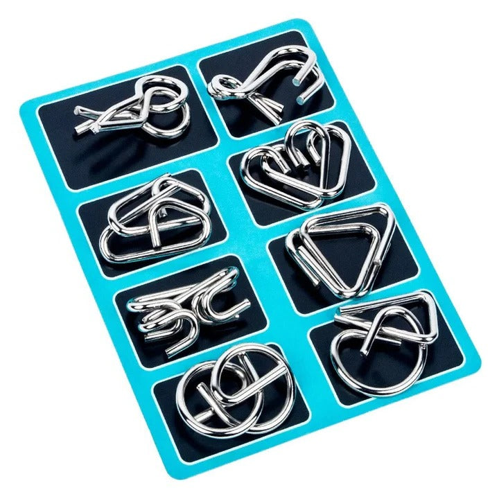Metal Puzzle Ring Brain Teaser Set of 8 for Adults and Kids